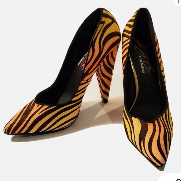 Keyshia Cole For Steve Madden Neon Zebra Animal Print Stiletto Heels Size 10 M - Picture 2 of 3